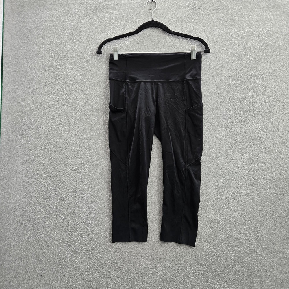 Lululemon Women Activewear Pants 6 Black Leggings Capri Pockets 18" Inseam